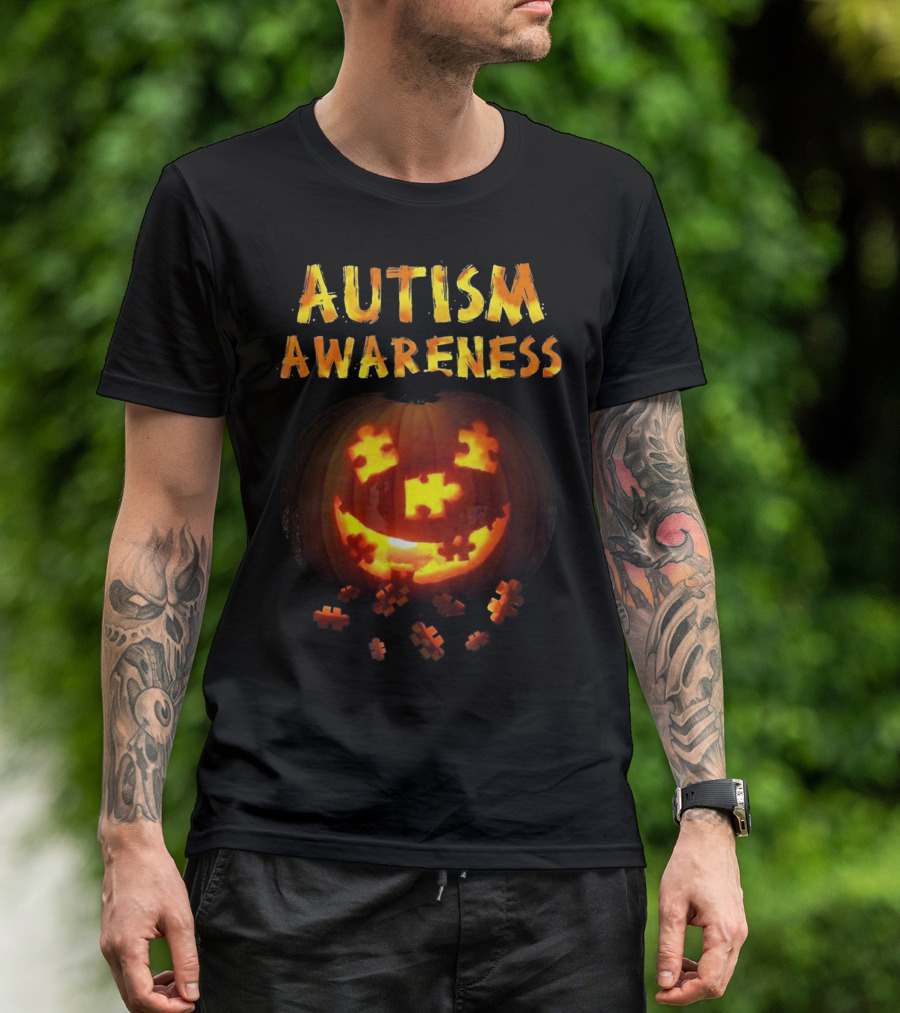 Autism Awareness Halloween Pumpkin Puzzle T-Shirt