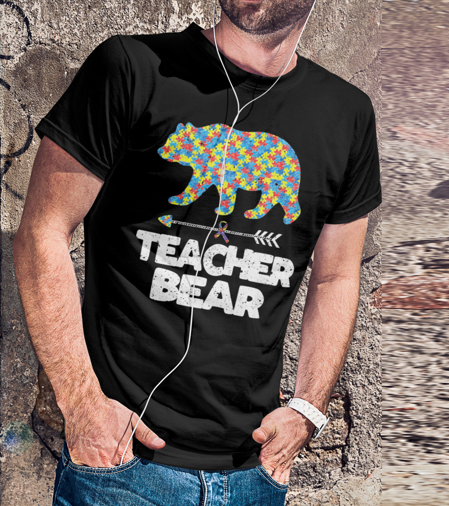 TEACHER BEAR Autism Puzzle Bear With Arrow T-Shirt