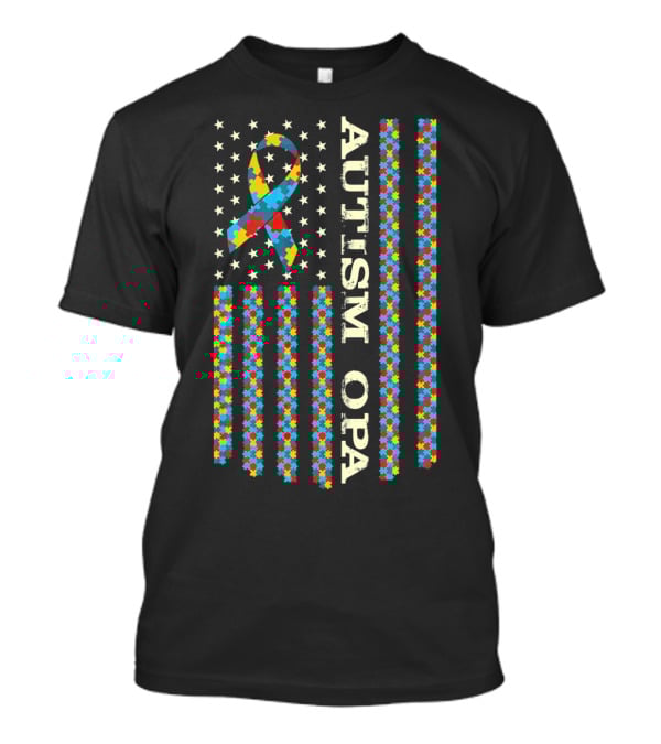 Autism Awareness Opa Flag Puzzle Ribbon Stars T-Shirt