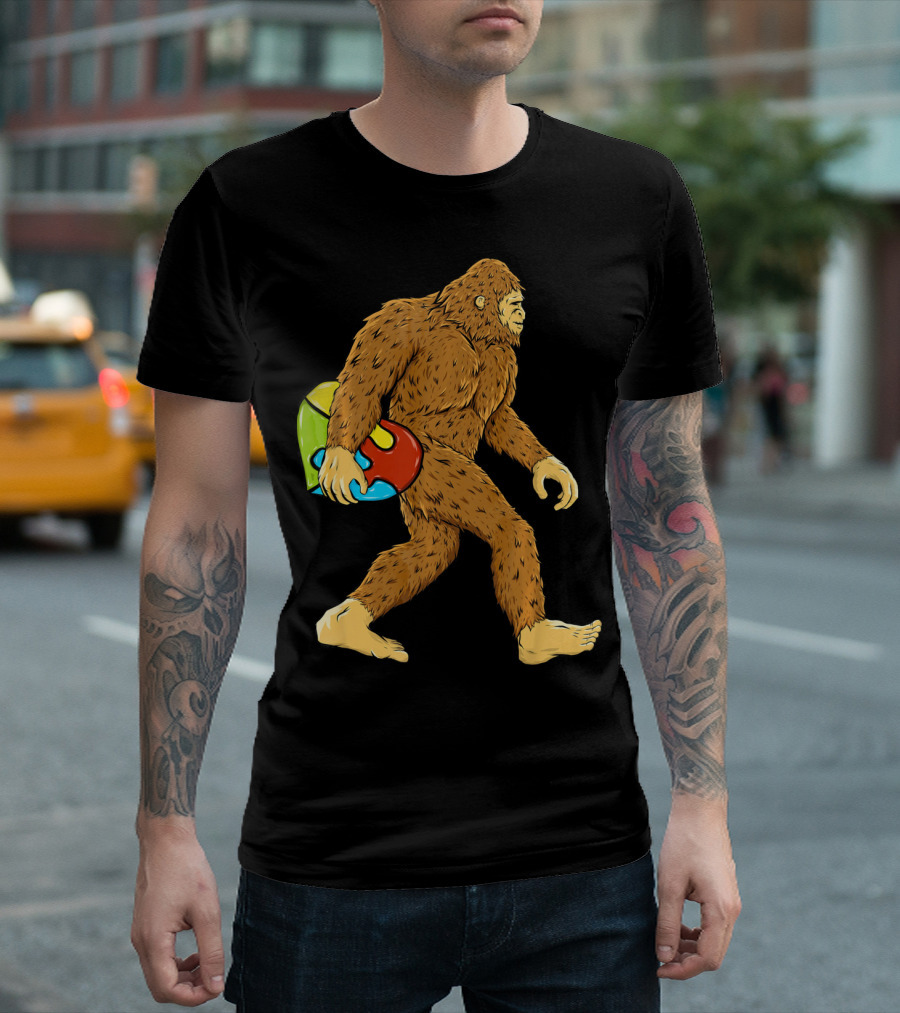 Autism Awareness Bigfoot Carrying Puzzle Heart T-Shirt