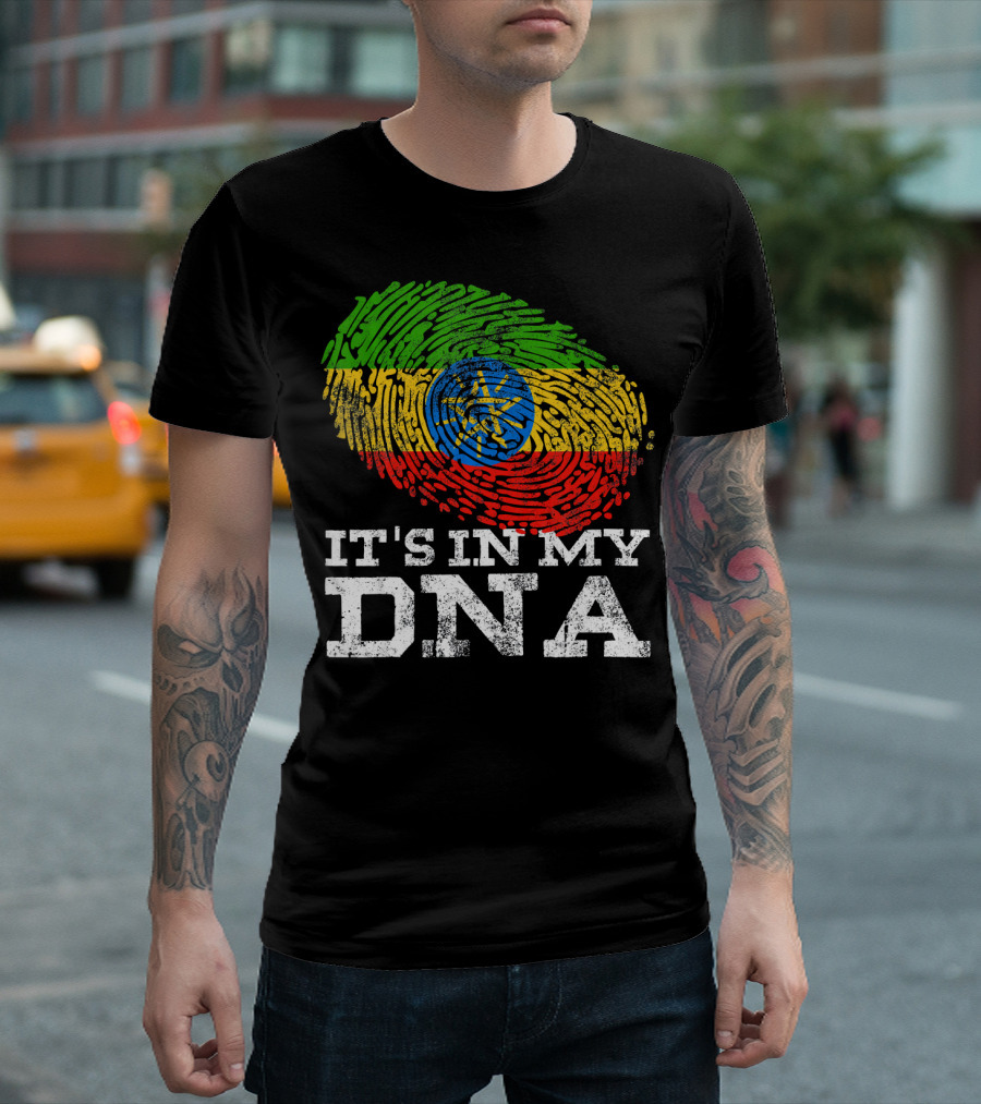 It's In My DNA Ethiopian Flag Fingerprint T-Shirt