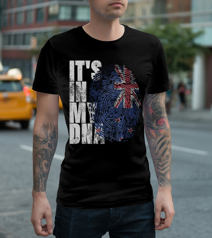 IT'S IN MY DNA New Zealand Maori Kiwi Flag Fingerprint T-Shirt