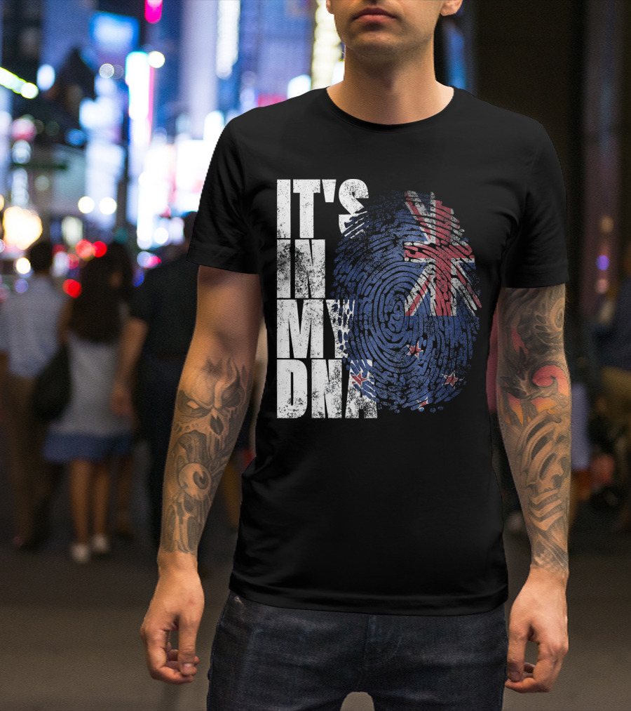 IT'S IN MY DNA New Zealand Maori Kiwi Flag Fingerprint T-Shirt