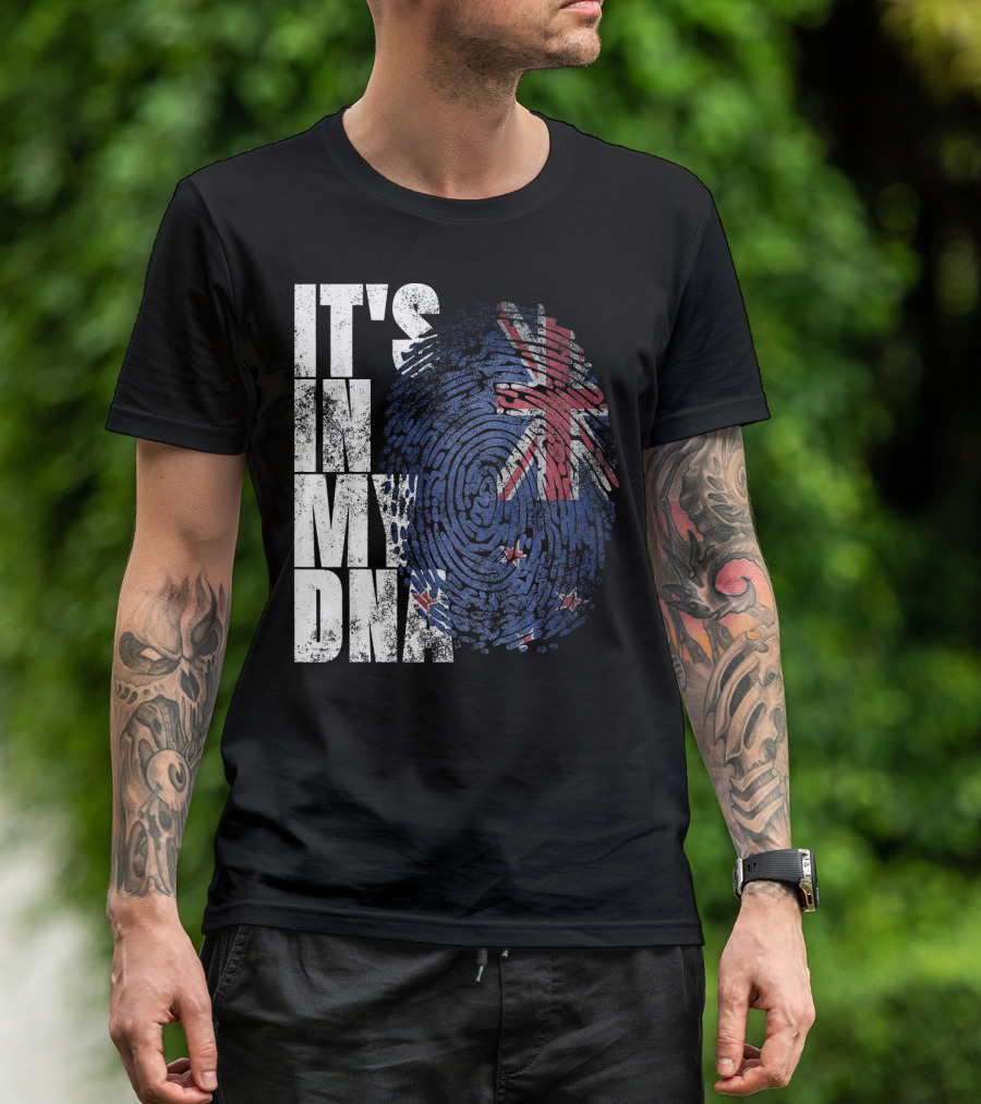 IT'S IN MY DNA New Zealand Maori Kiwi Flag Fingerprint T-Shirt