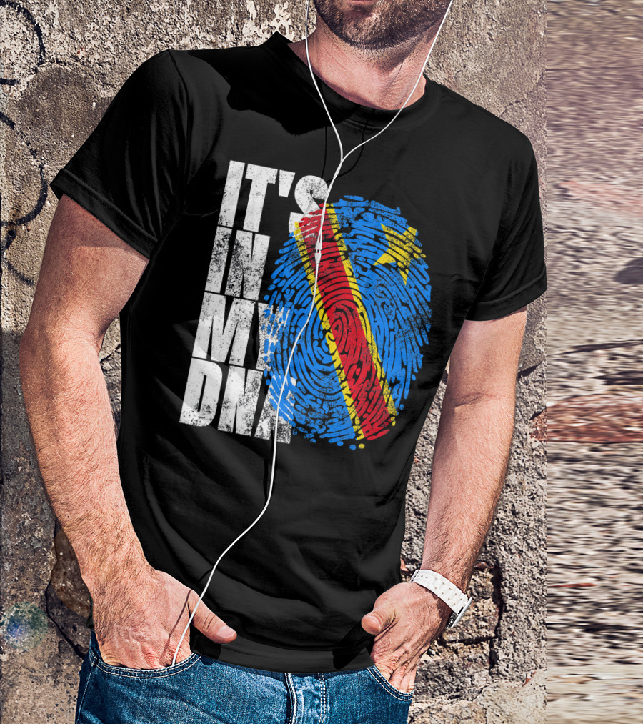 It's In My DNA Congo Flag Fingerprint Afro T-Shirt