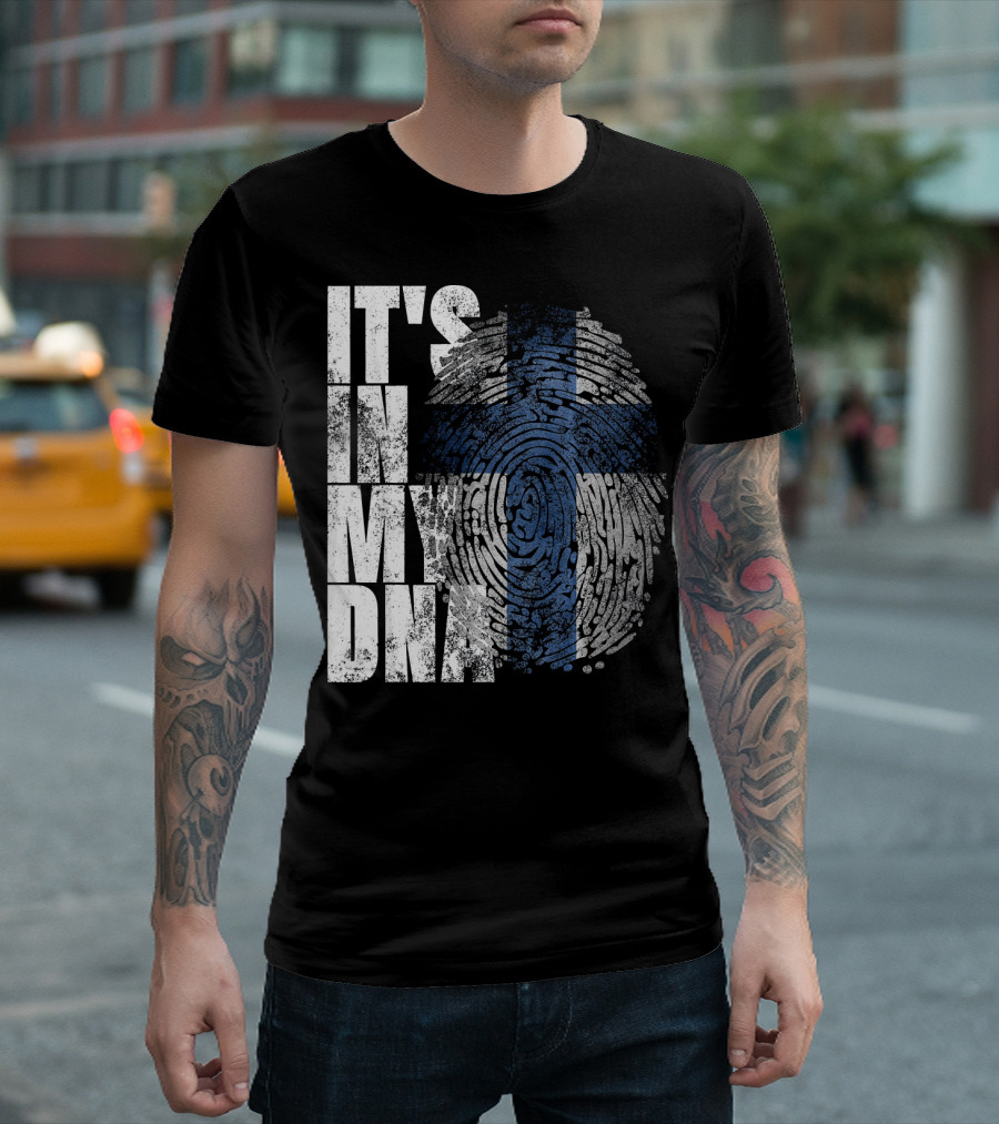 It's In My DNA Finnish Suomi Finland Fingerprint Flag T-Shirt