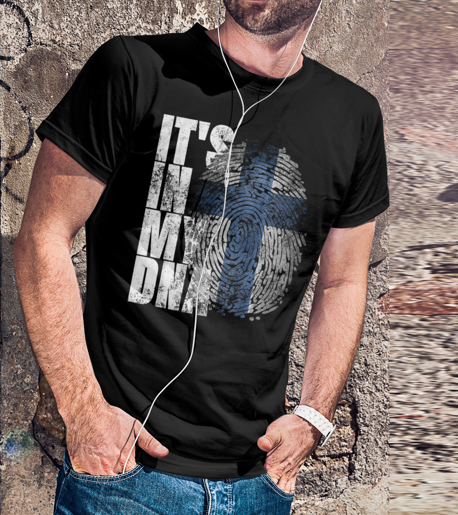 It's In My DNA Finnish Suomi Finland Fingerprint Flag T-Shirt