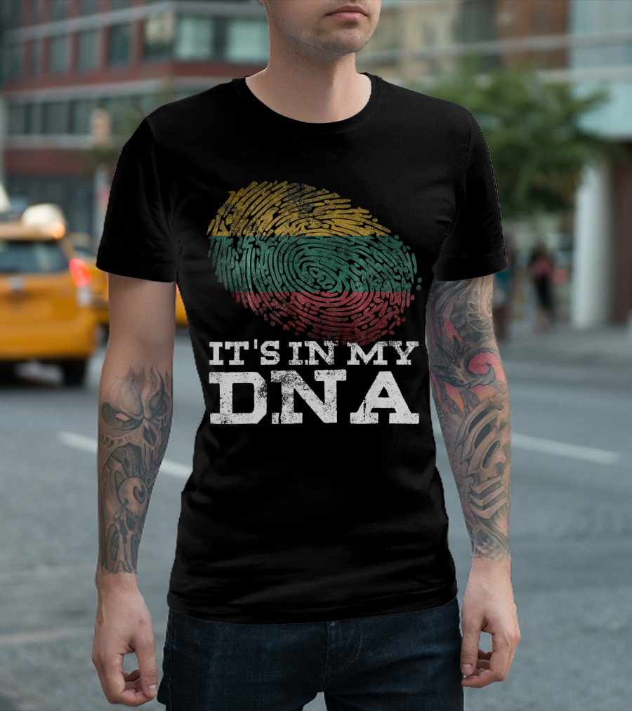 It's In My DNA Lithuanian Flag Lietuva Fingerprint T-Shirt