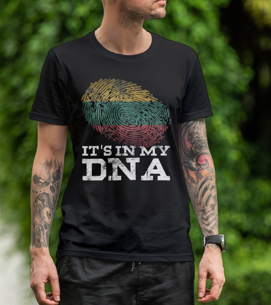 It's In My DNA Lithuanian Flag Lietuva Fingerprint T-Shirt