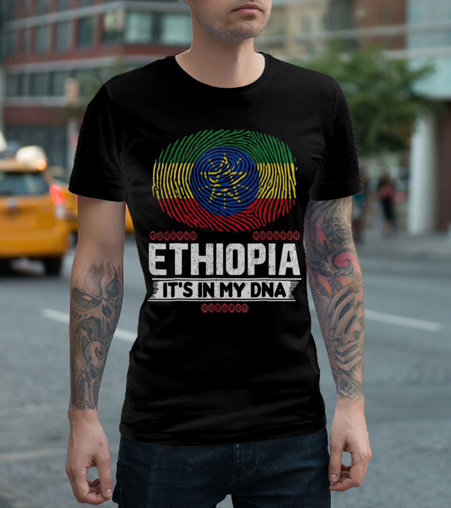 Ethiopia Fingerprint Flag It's In My DNA T-Shirt