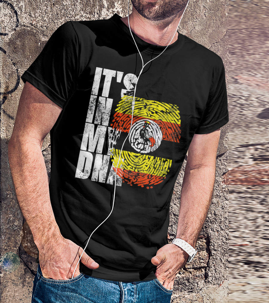 It's In My DNA Uganda African American Flag Fingerprint T-Shirt