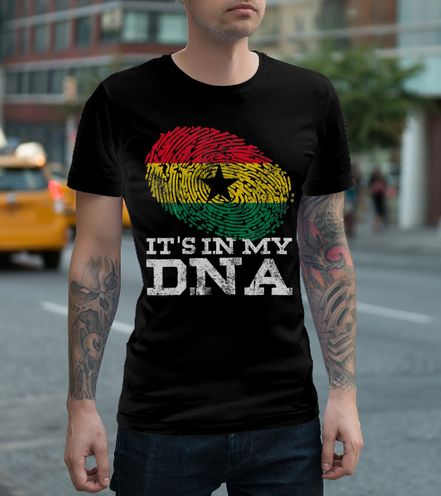 It's In My DNA Ghanaian African Fingerprint Flag T-Shirt