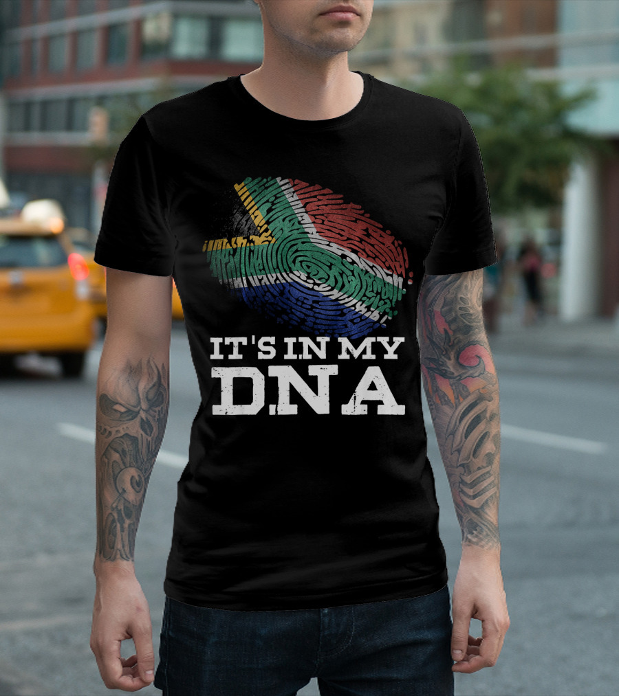 It's in My DNA South African Flag Fingerprint T-Shirt