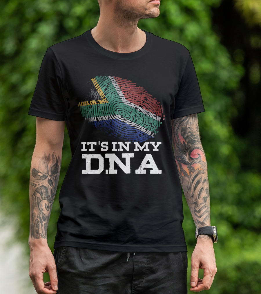 It's In My DNA South African Flag Fingerprint T-Shirt