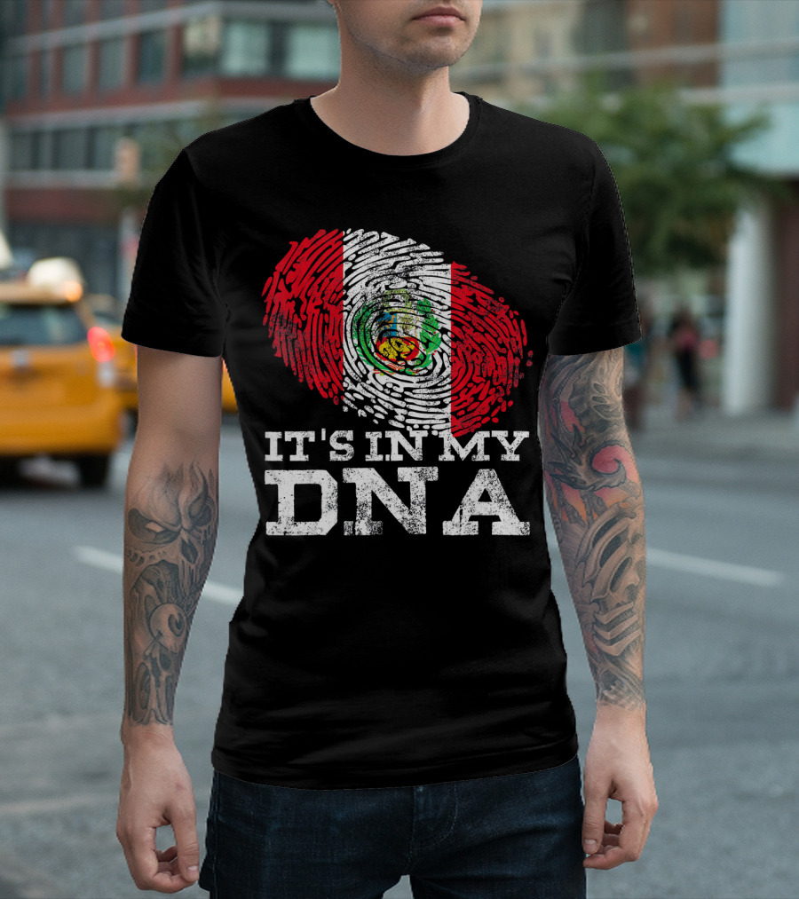 It's In My DNA Peruvian Flag Fingerprint Mexican Heritage T-Shirt