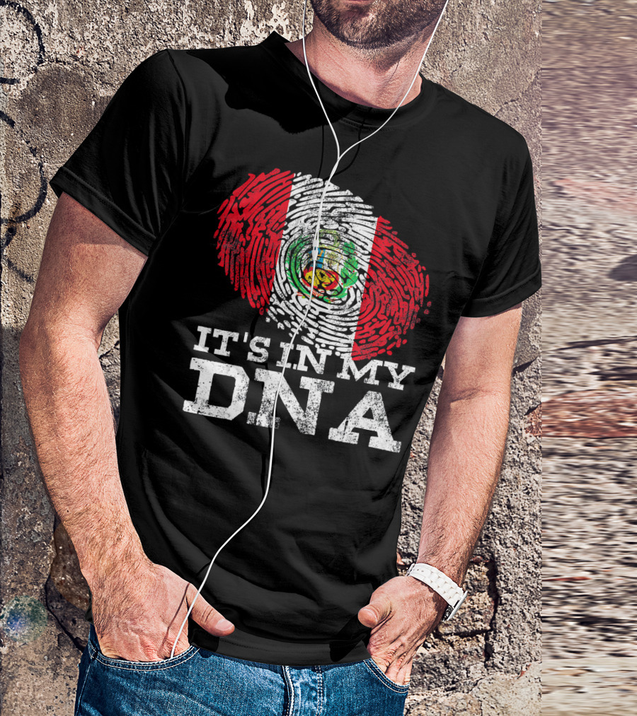 It's In My DNA Peruvian Flag Fingerprint Mexican Heritage T-Shirt