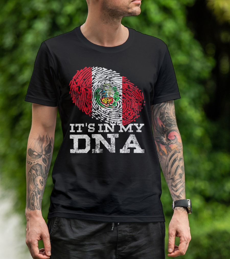 It's In My DNA Peruvian Flag Fingerprint Mexican Heritage T-Shirt