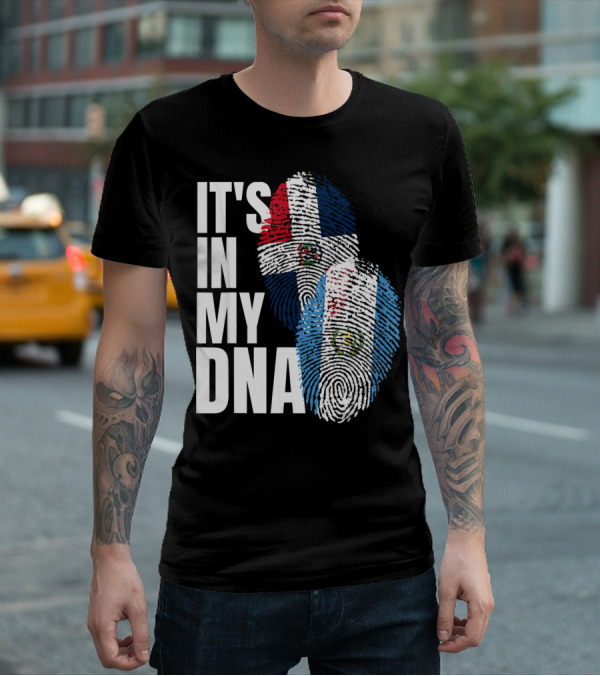 It's In My DNA Guatemalan And Dominican Mix Flag Fingerprints T-Shirt