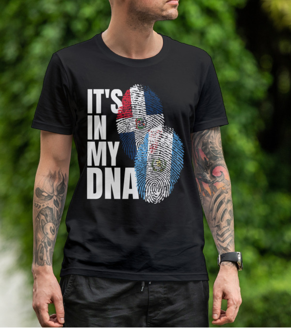 It's In My DNA Guatemalan And Dominican Mix Flag Fingerprints T-Shirt