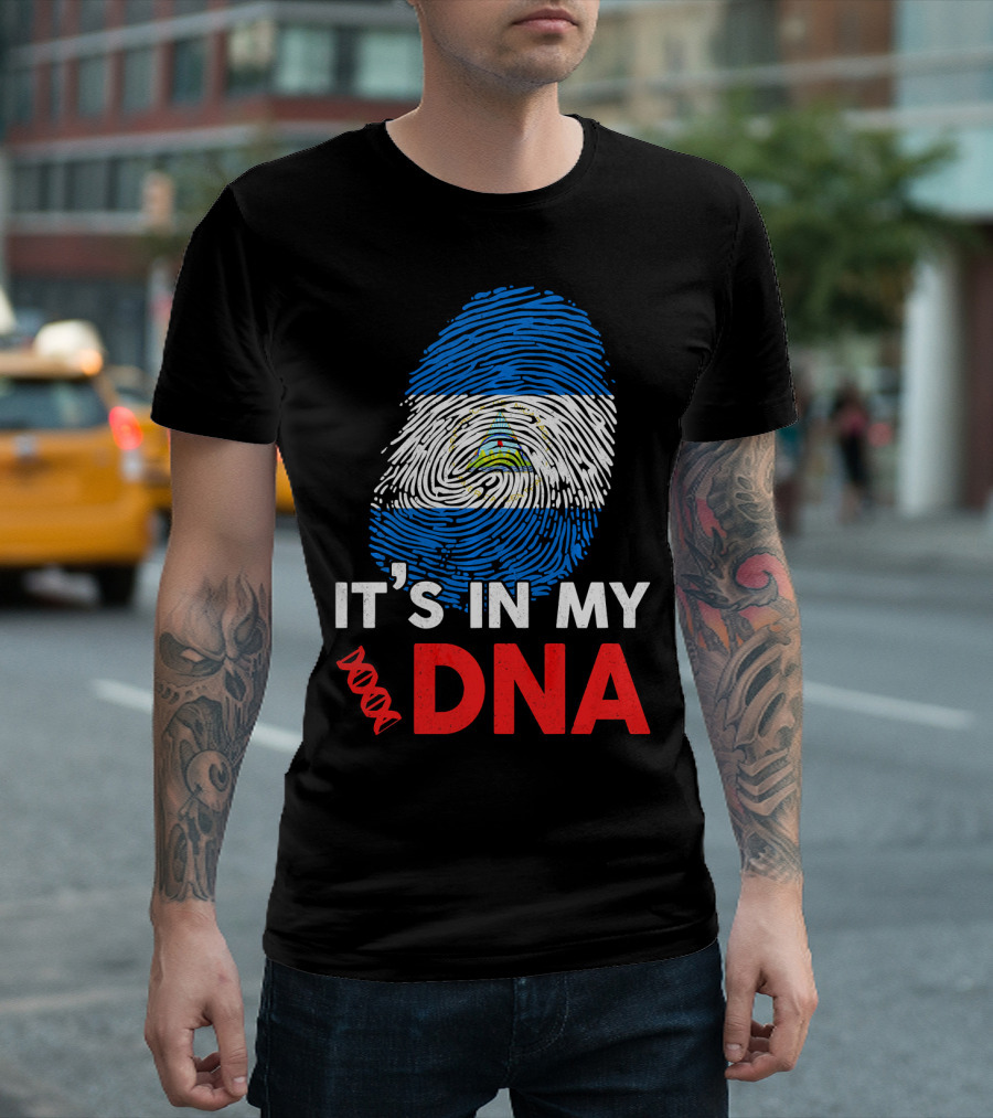 Nicaragua Flag Fingerprint It's In My DNA T-Shirt