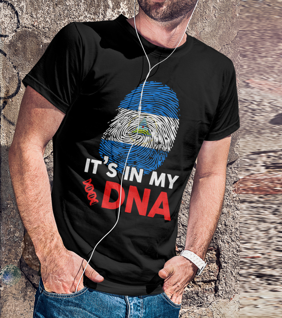 Nicaragua Flag Fingerprint It's In My DNA T-Shirt