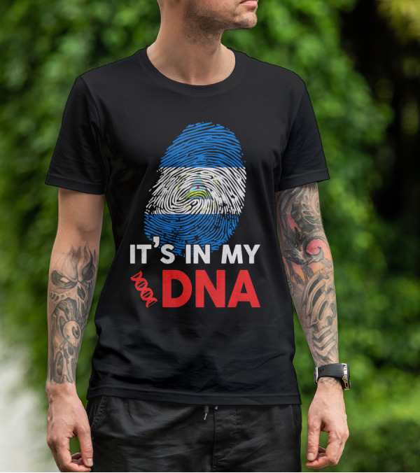 Nicaragua Flag Fingerprint It's In My DNA T-Shirt
