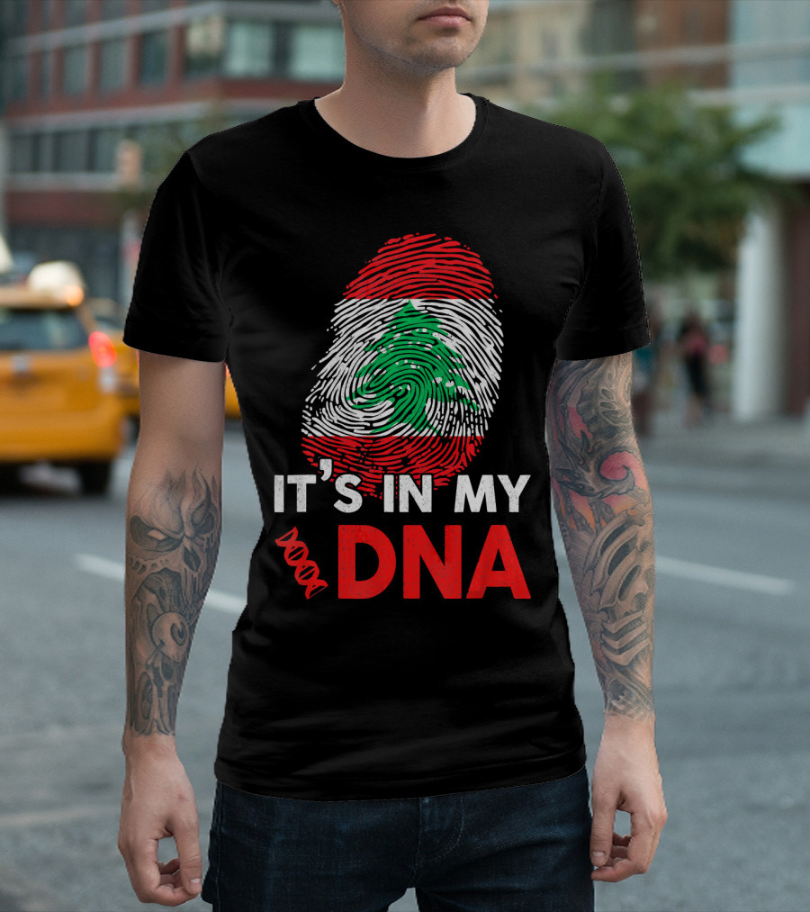 Lebanon It's In My DNA Lebanese Fingerprint Flag T-Shirt