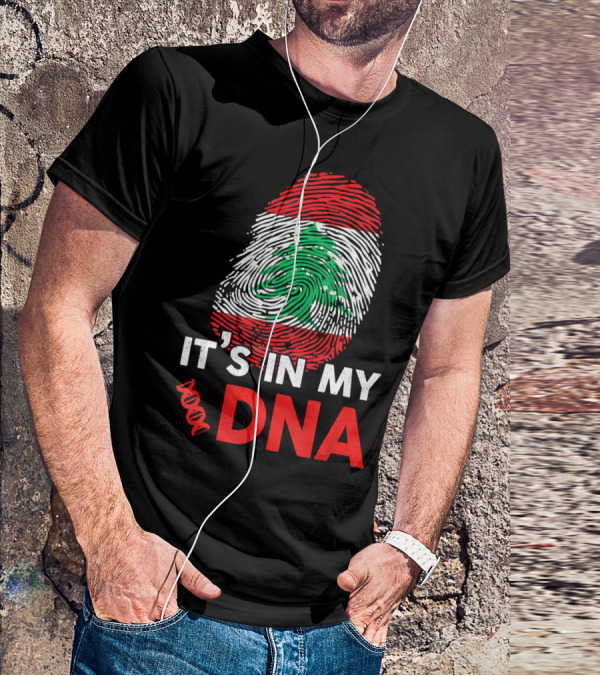Lebanon It's In My DNA Lebanese Fingerprint Flag T-Shirt