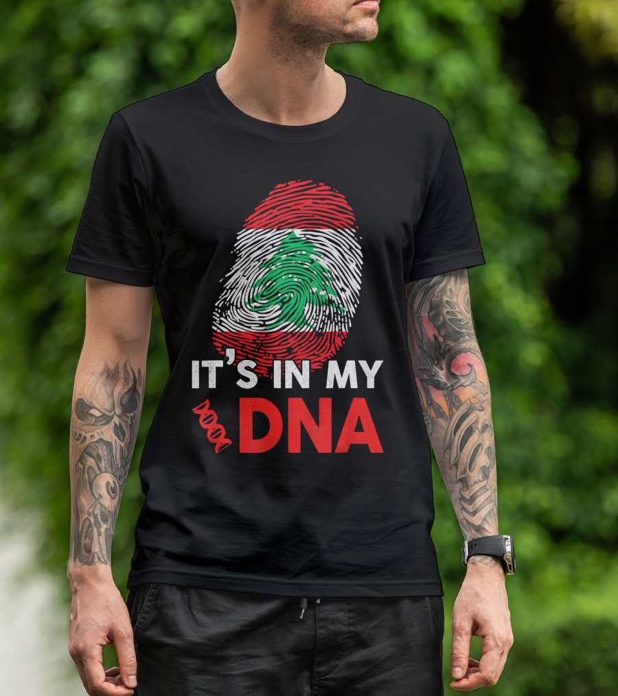 Lebanon It's In My DNA Lebanese Fingerprint Flag T-Shirt