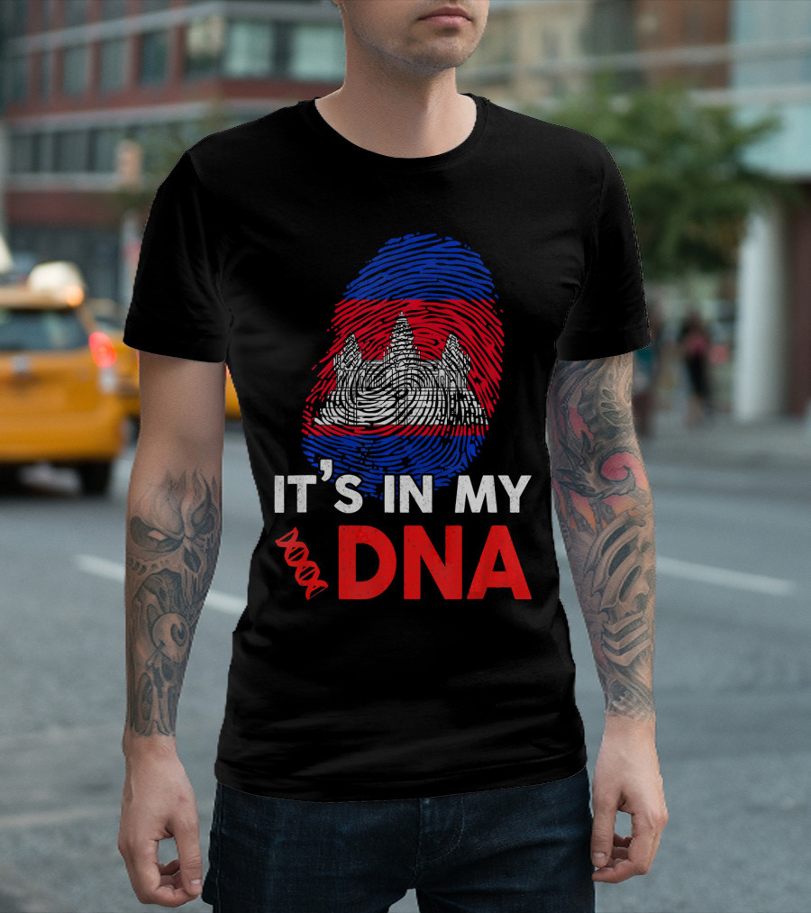 Cambodia It's In My DNA With Angkor Wat Fingerprint T-Shirt