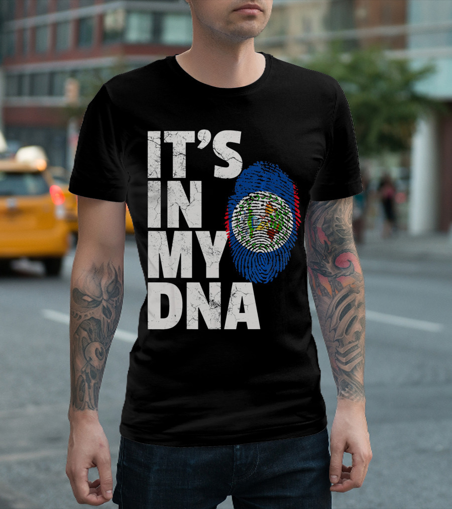 IT'S IN MY DNA Belize Flag Fingerprint T-Shirt
