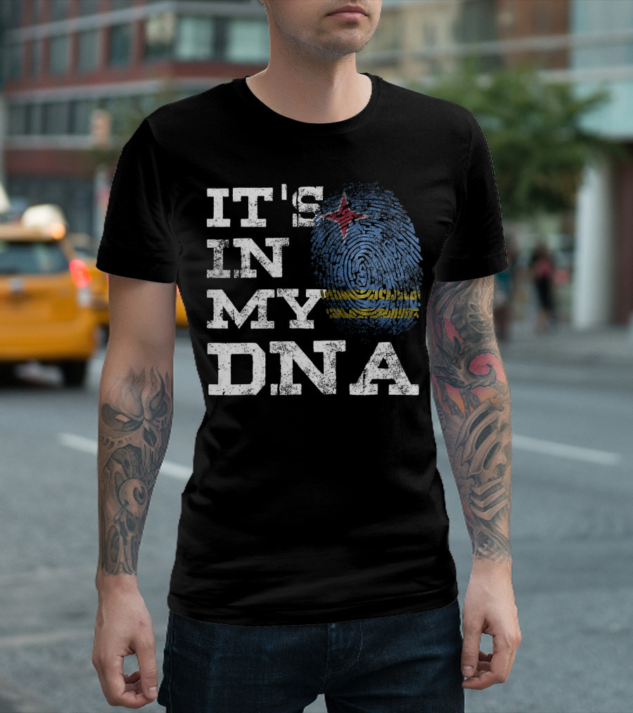 IT'S IN MY DNA Aruban Proud Aruba Flag Fingerprint T-Shirt
