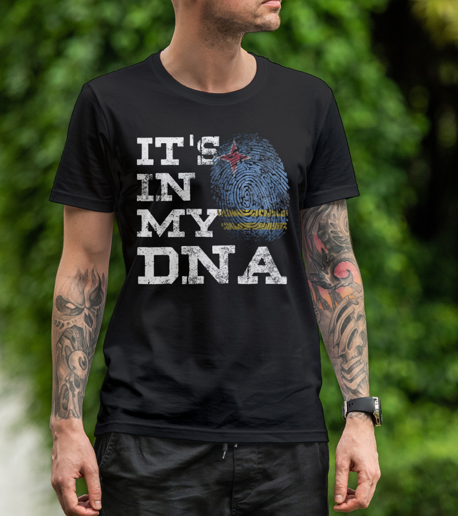 IT'S IN MY DNA Aruban Proud Aruba Flag Fingerprint T-Shirt