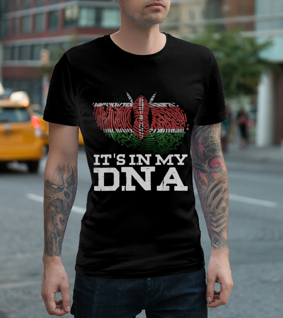 It's In My DNA Kenyan Flag Fingerprint T-Shirt