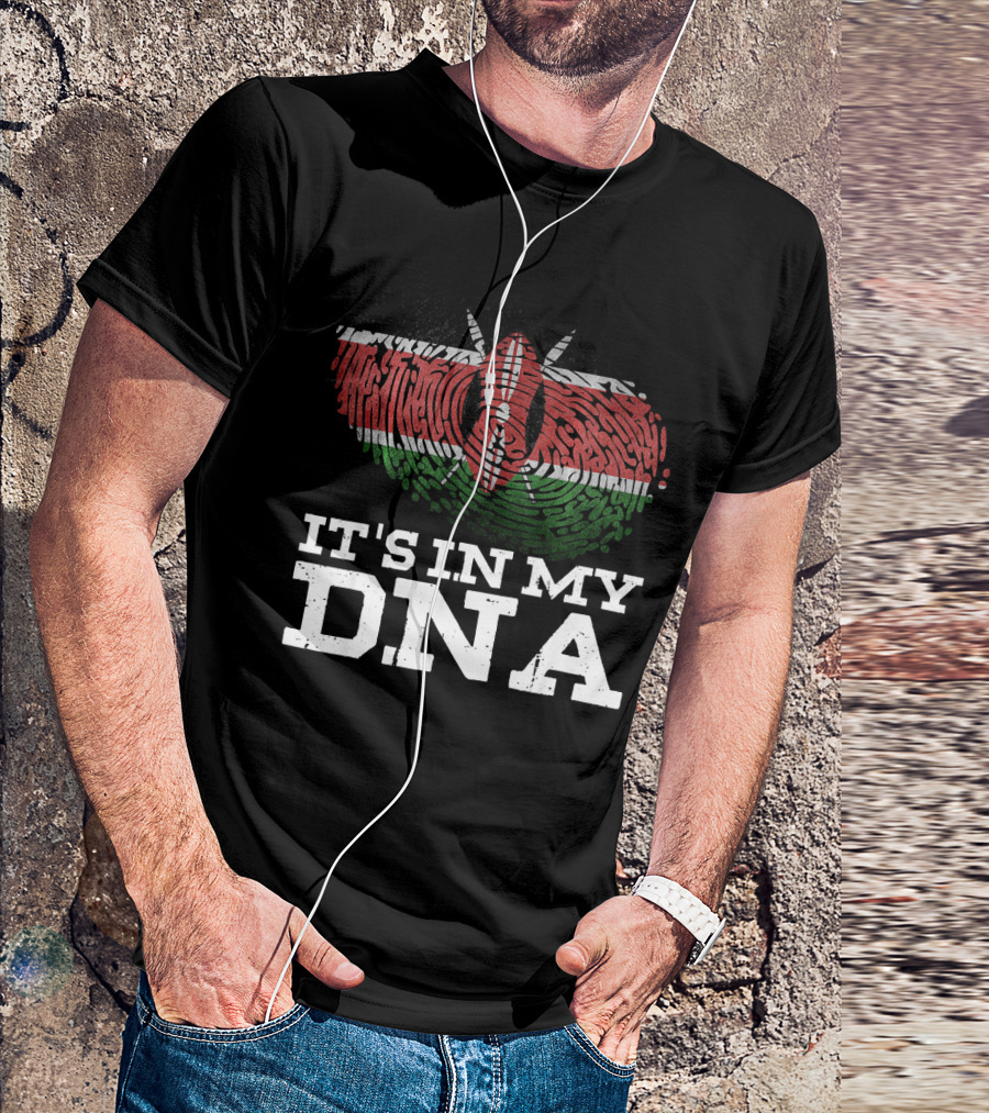 It's In My DNA Kenyan Flag Fingerprint T-Shirt