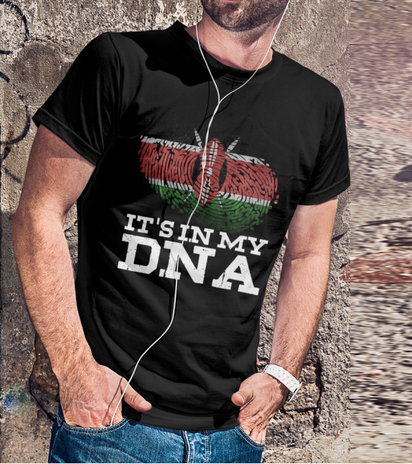 It's In My DNA Kenyan Flag Fingerprint T-Shirt