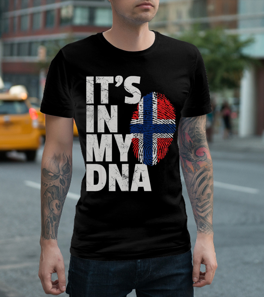 IT'S IN MY DNA Norwegian Norway Flag Fingerprint Pride T-Shirt