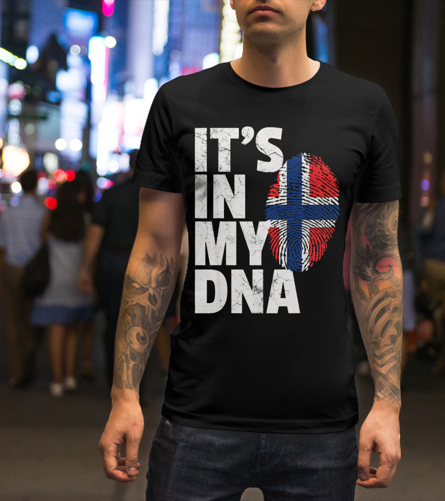 IT'S IN MY DNA Norwegian Norway Flag Fingerprint Pride T-Shirt