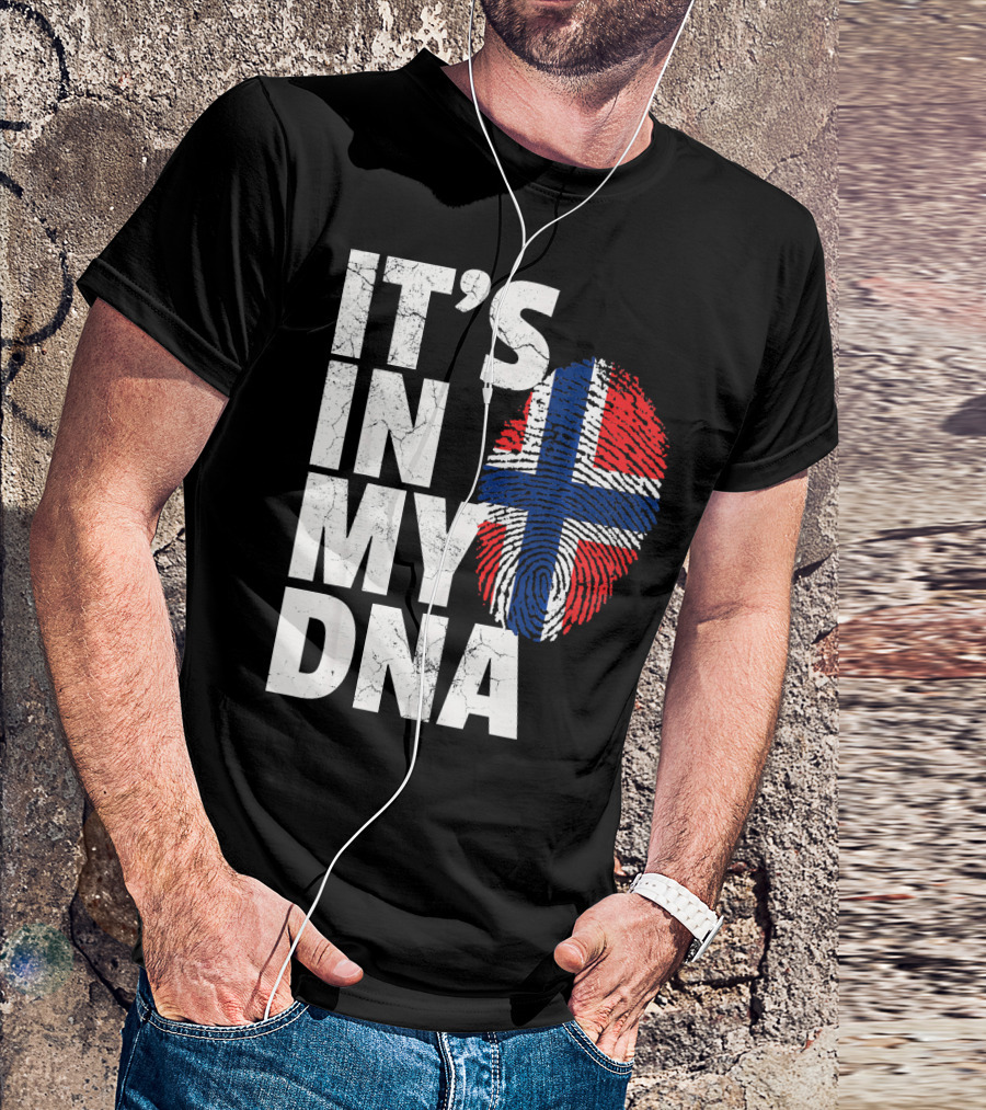 IT'S IN MY DNA Norwegian Norway Flag Fingerprint Pride T-Shirt