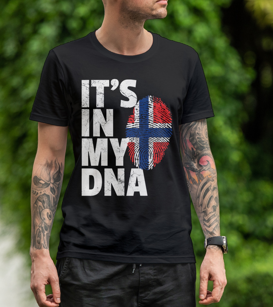 IT'S IN MY DNA Norwegian Norway Flag Fingerprint Pride T-Shirt