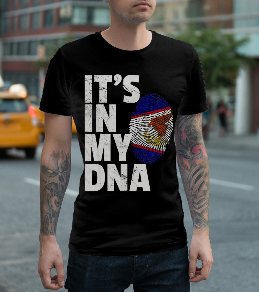 IT'S IN MY DNA American Samoa Flag Samoan Fingerprint T-Shirt