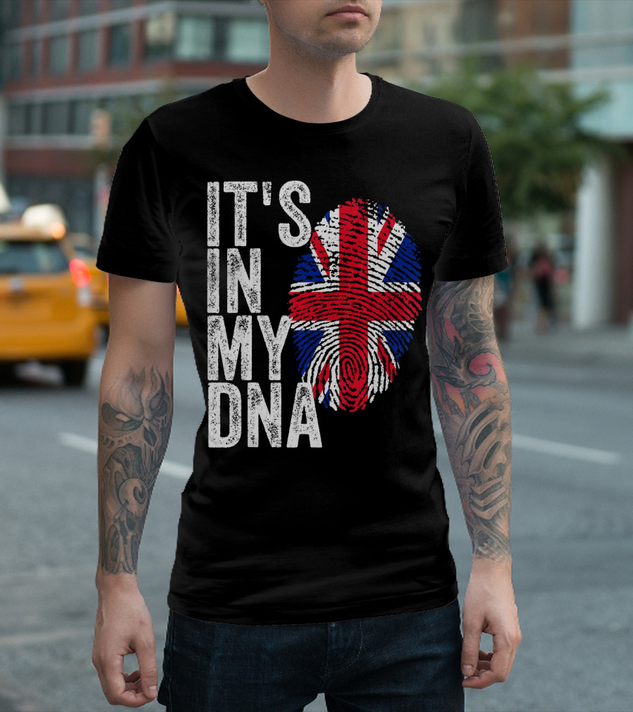 IT'S IN MY DNA UK Union Jack Fingerprint Flag T-Shirt