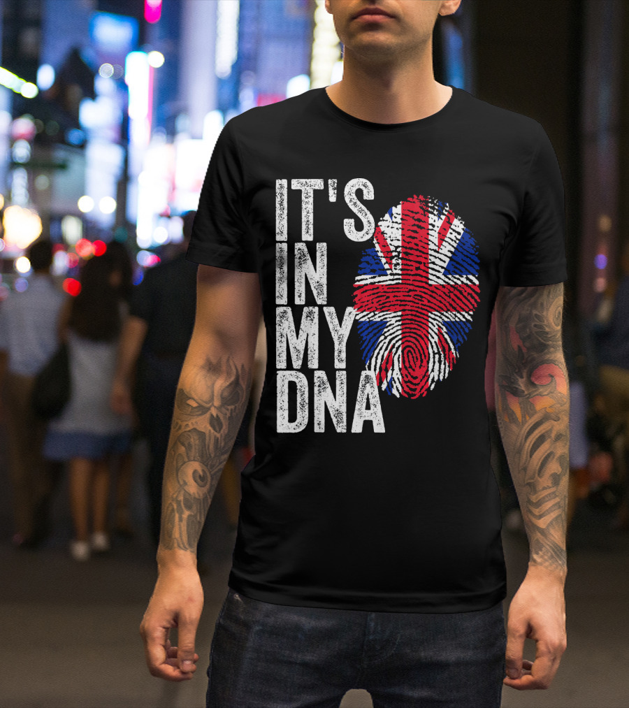 IT'S IN MY DNA UK Union Jack Fingerprint Flag T-Shirt