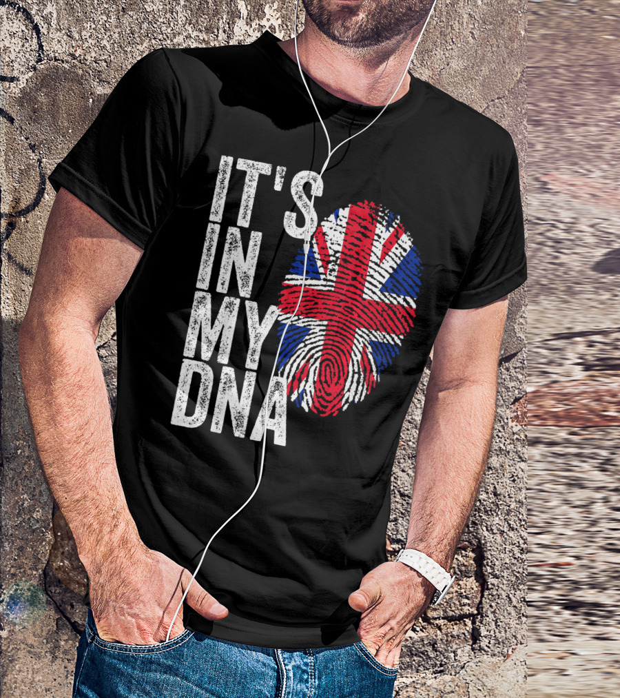 IT'S IN MY DNA UK Union Jack Fingerprint Flag T-Shirt