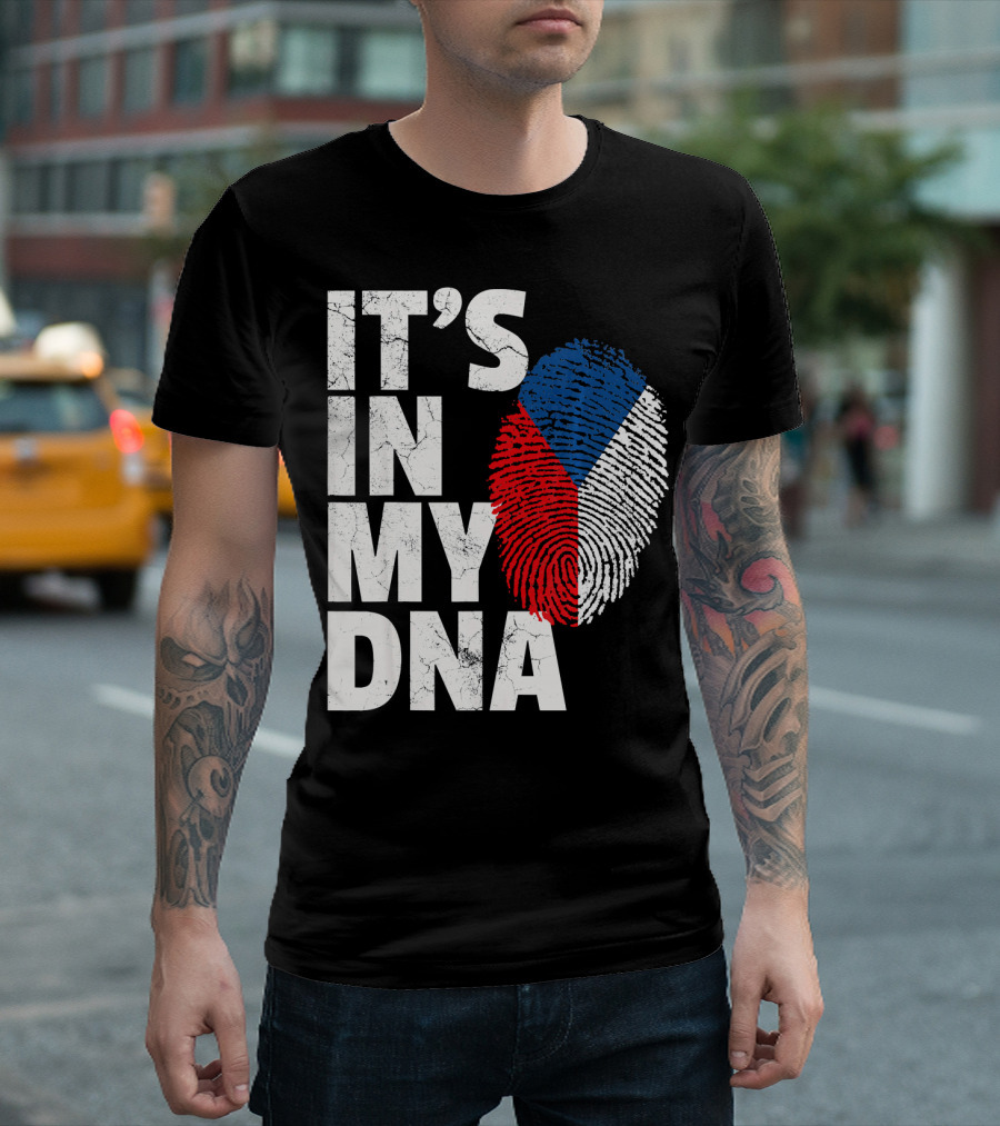 IT'S IN MY DNA Czechia Czech Republic Fingerprint Flag T-Shirt