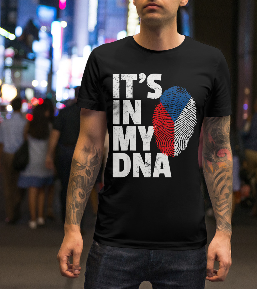 IT'S IN MY DNA Czechia Czech Republic Fingerprint Flag T-Shirt