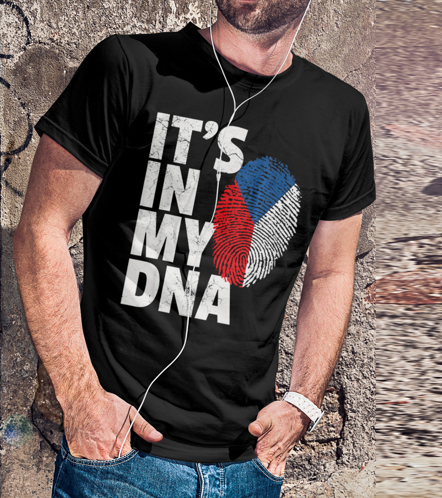 IT'S IN MY DNA Czechia Czech Republic Fingerprint Flag T-Shirt