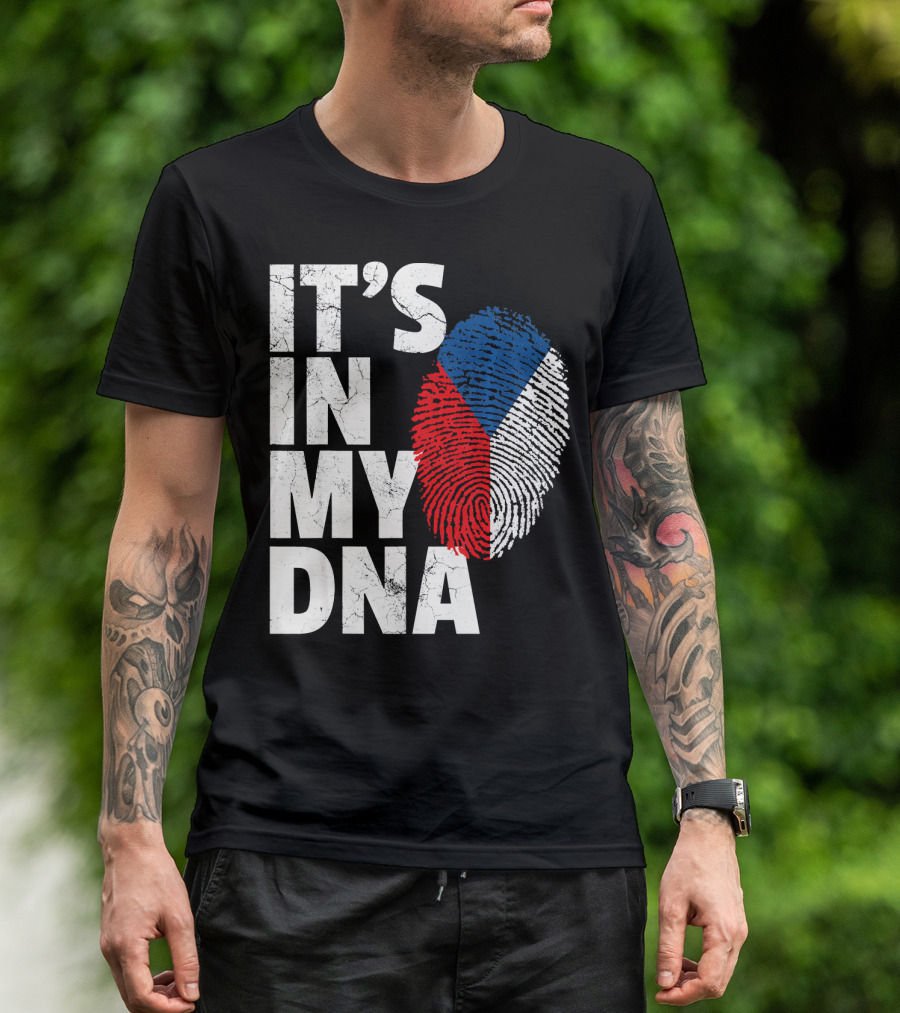 IT'S IN MY DNA Czechia Czech Republic Fingerprint Flag T-Shirt