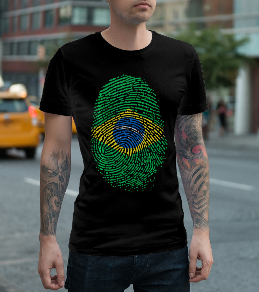 Proud DNA Brasil Flag Thumbprint Brazil T-Shirt