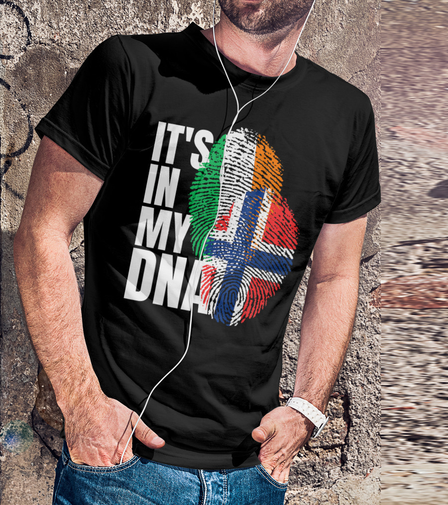 IT'S IN MY DNA Irish Plus Norwegian Mix Heritage Fingerprint T-Shirt